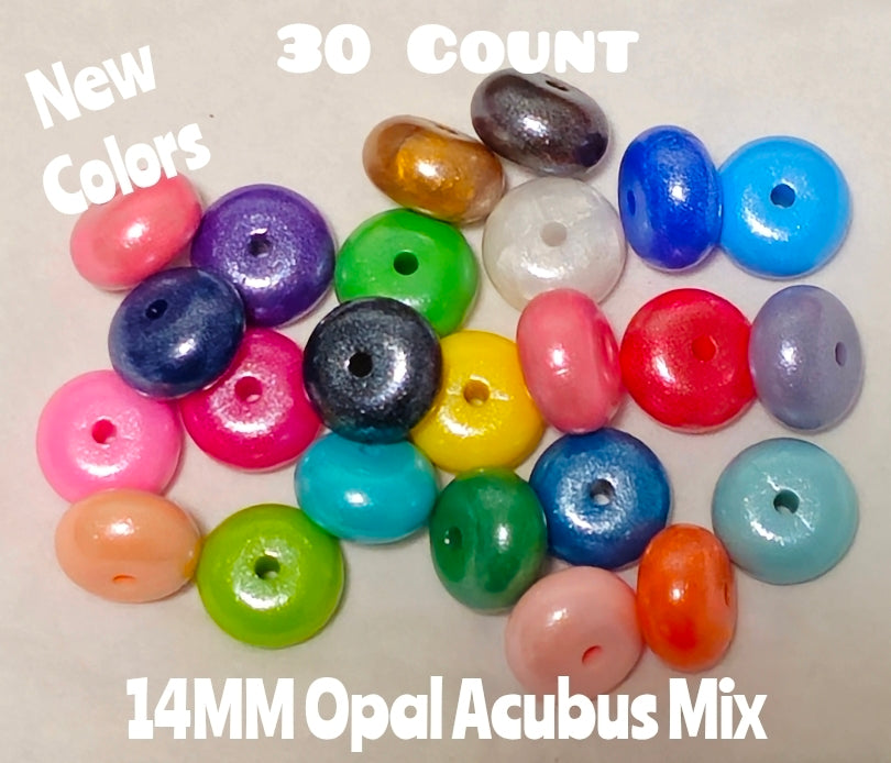 New Colors 30 Count Mix Colors 14mm Silicone OPAL Acubus Spacer Beads Mix Craft Supplies