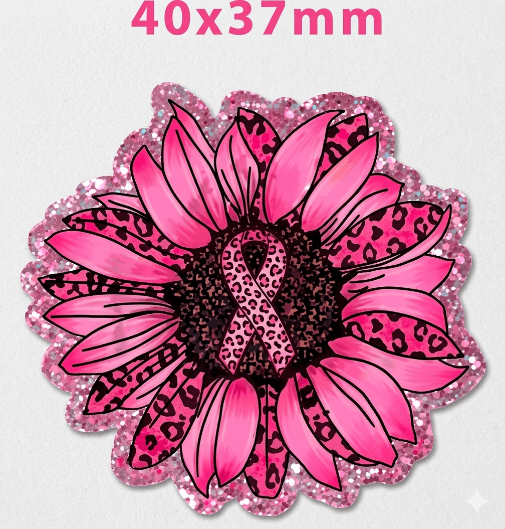Glitter Acrylic Flatback- Acrylic Planer Resin Charm Cancer Awareness