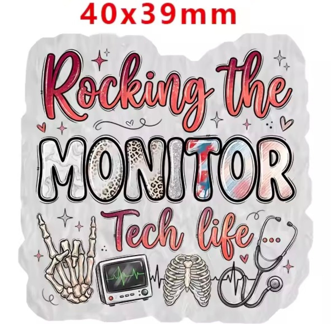 Glitter Acrylic Flatback- Acrylic Planer Resin Charm Medical Monitor Tech