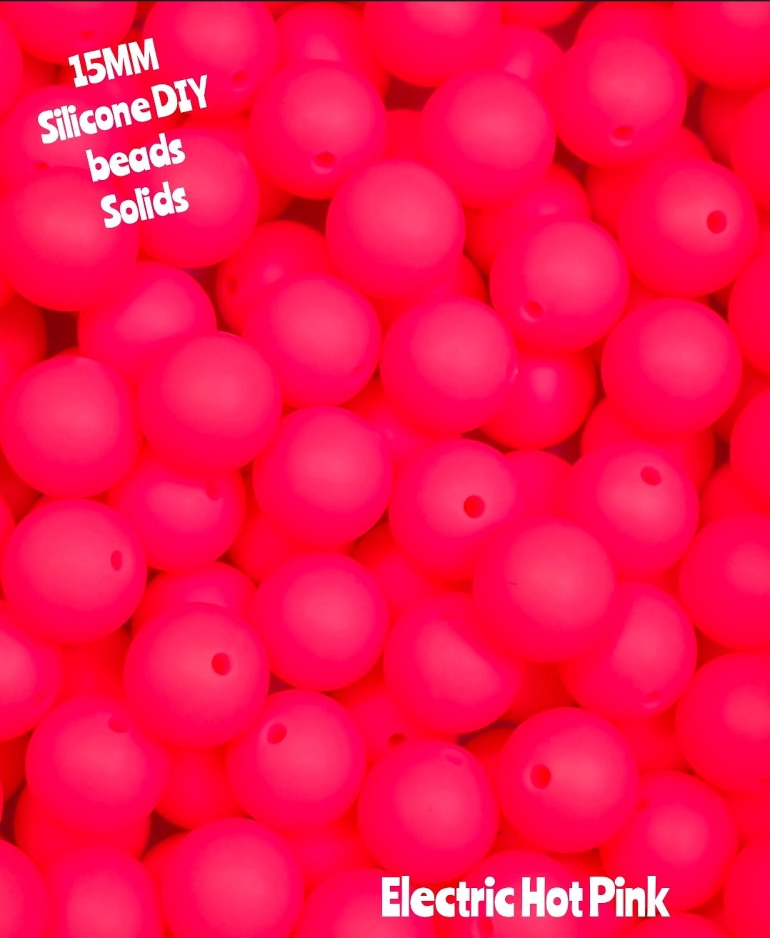 15mm DIY Silicone Solids 1 Count Electric Hot Pink