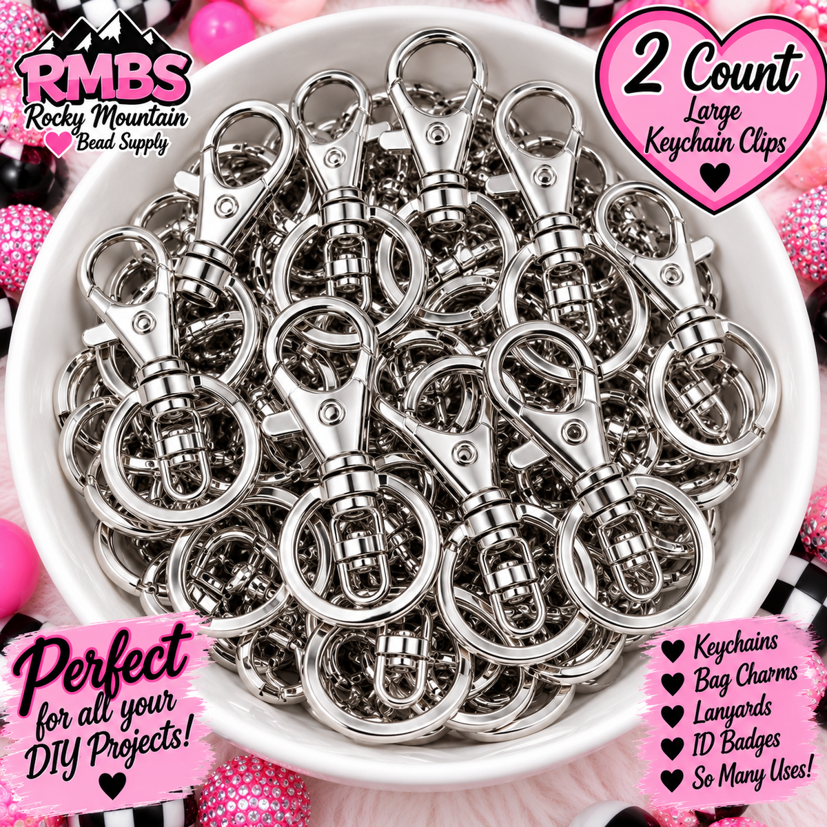 2 Count Keychain Clips SILVER
