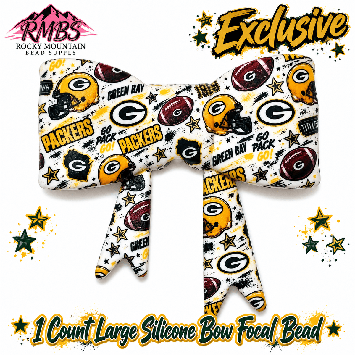 New Shop Exclusive 1 Count Large Silicone Bow FOOTBALL PACKERS