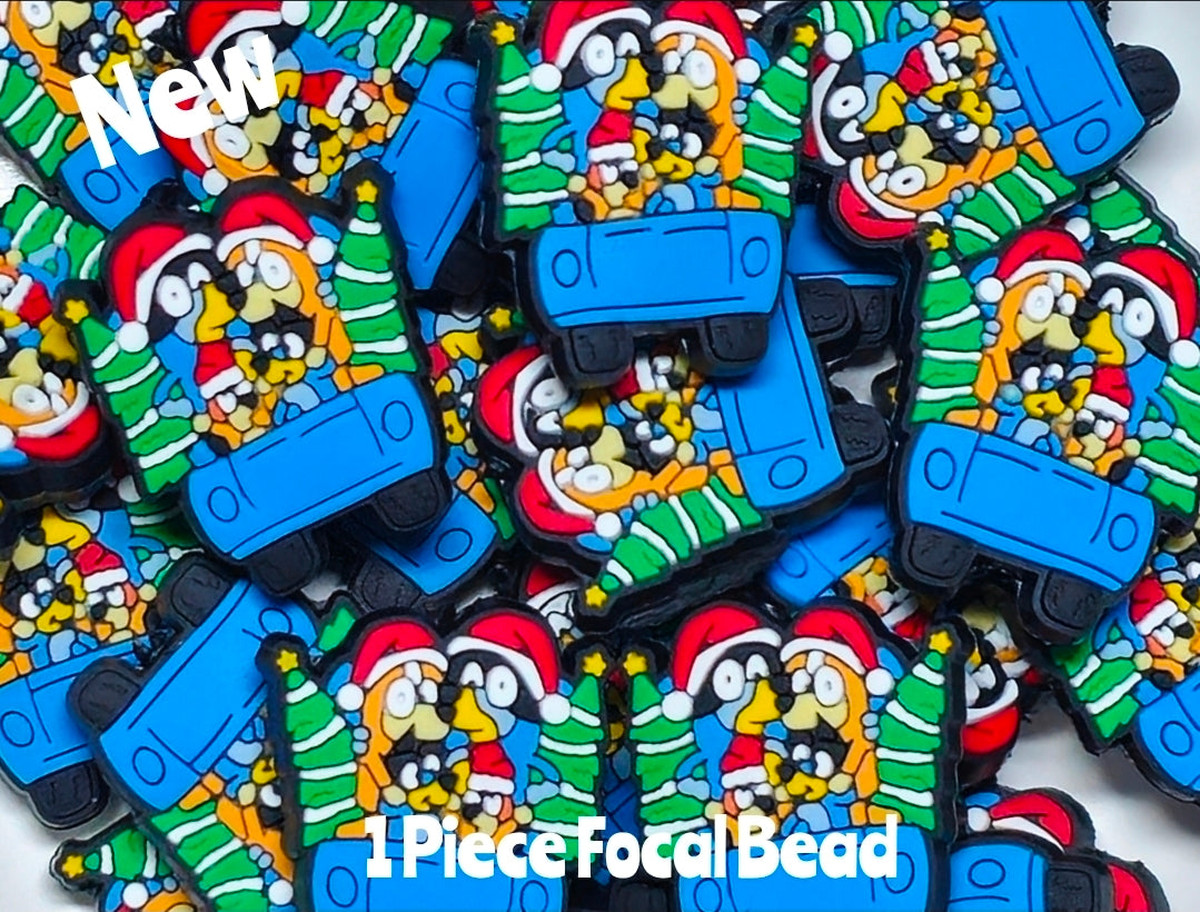 New 1 Count Pup Christmas Focal Bead