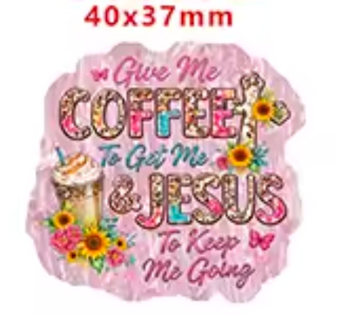 Glitter Acrylic Flatback- Acrylic Planer Resin Charm Coffee Jesus