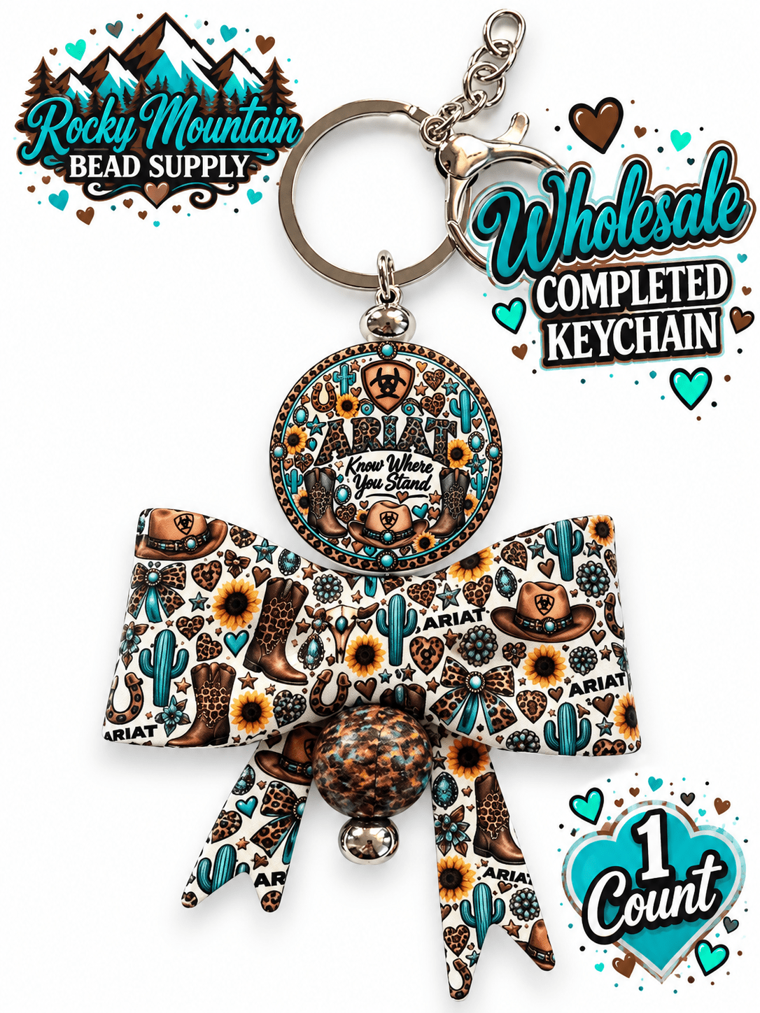 New 1 Count Completed Beadable KEYCHAIN Exclusive Design Wholesale