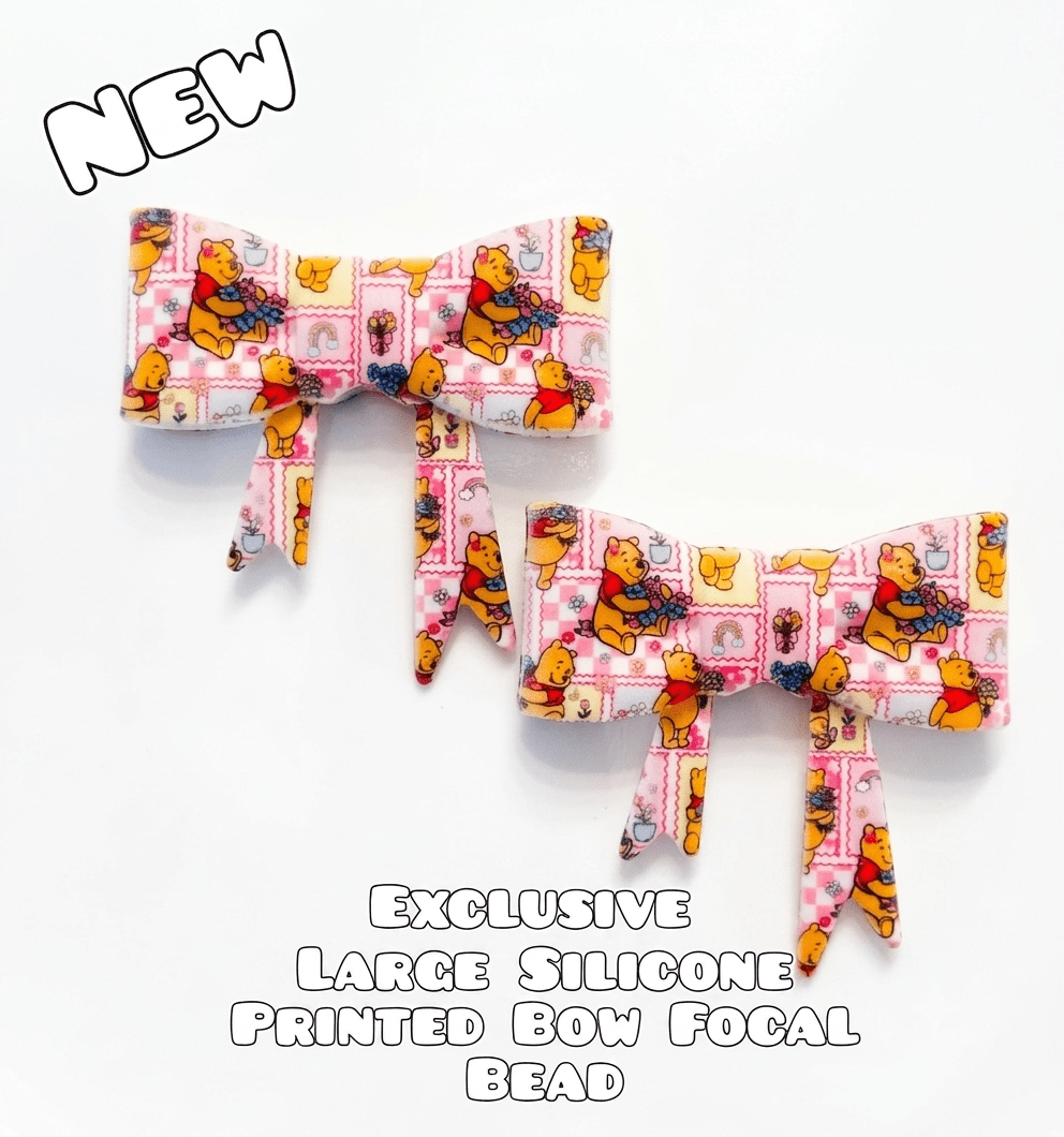 1 Count New Release Silicone Focal Bead Bow Exclusive POOH BEAR