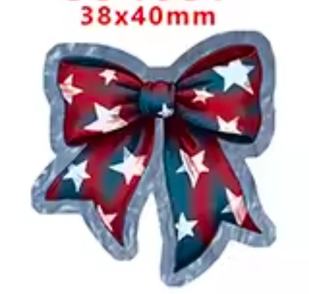Glitter Acrylic Flatback- Acrylic Planer Resin Charm- America Bow