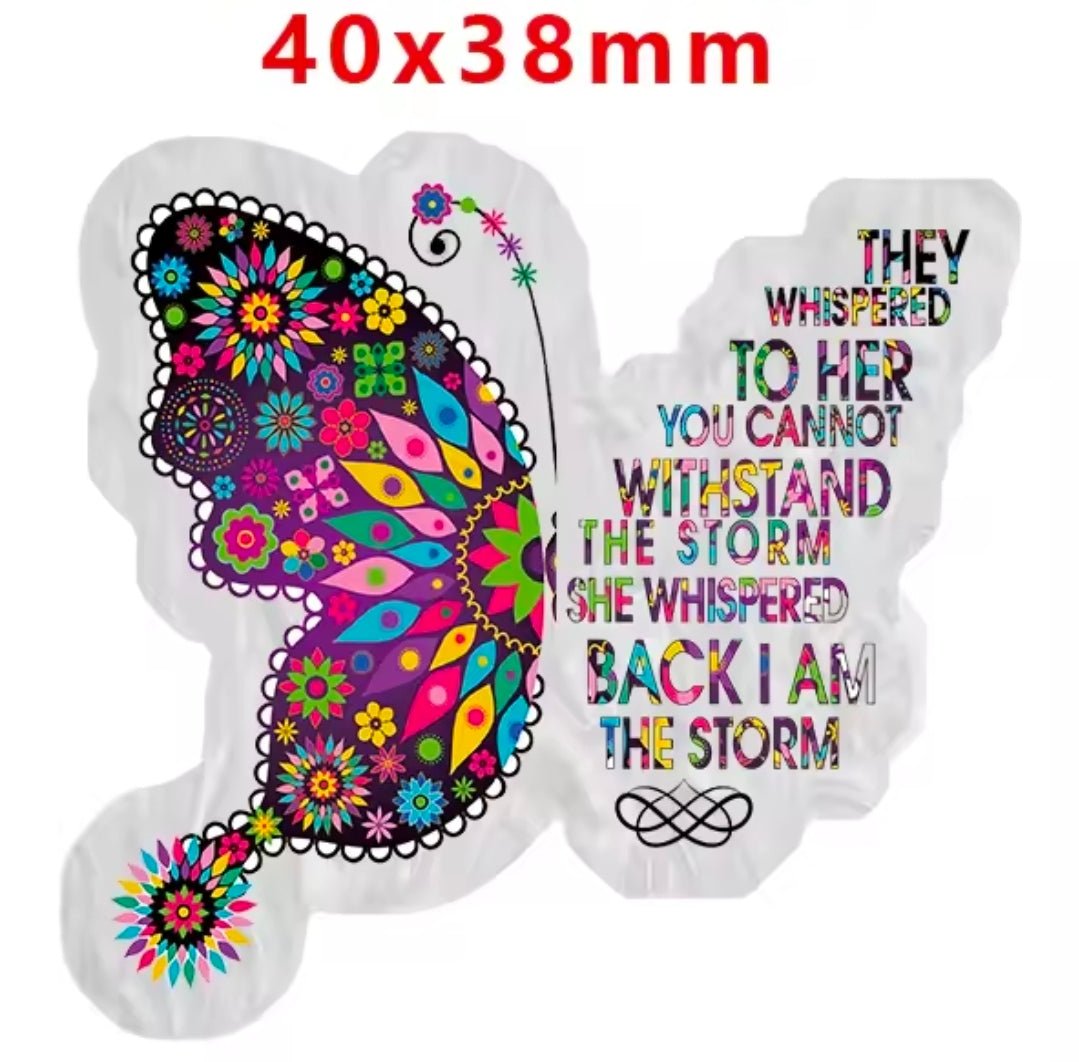 Glitter Acrylic Flatback- Acrylic Planer Resin Charm Inspirational Butterfly