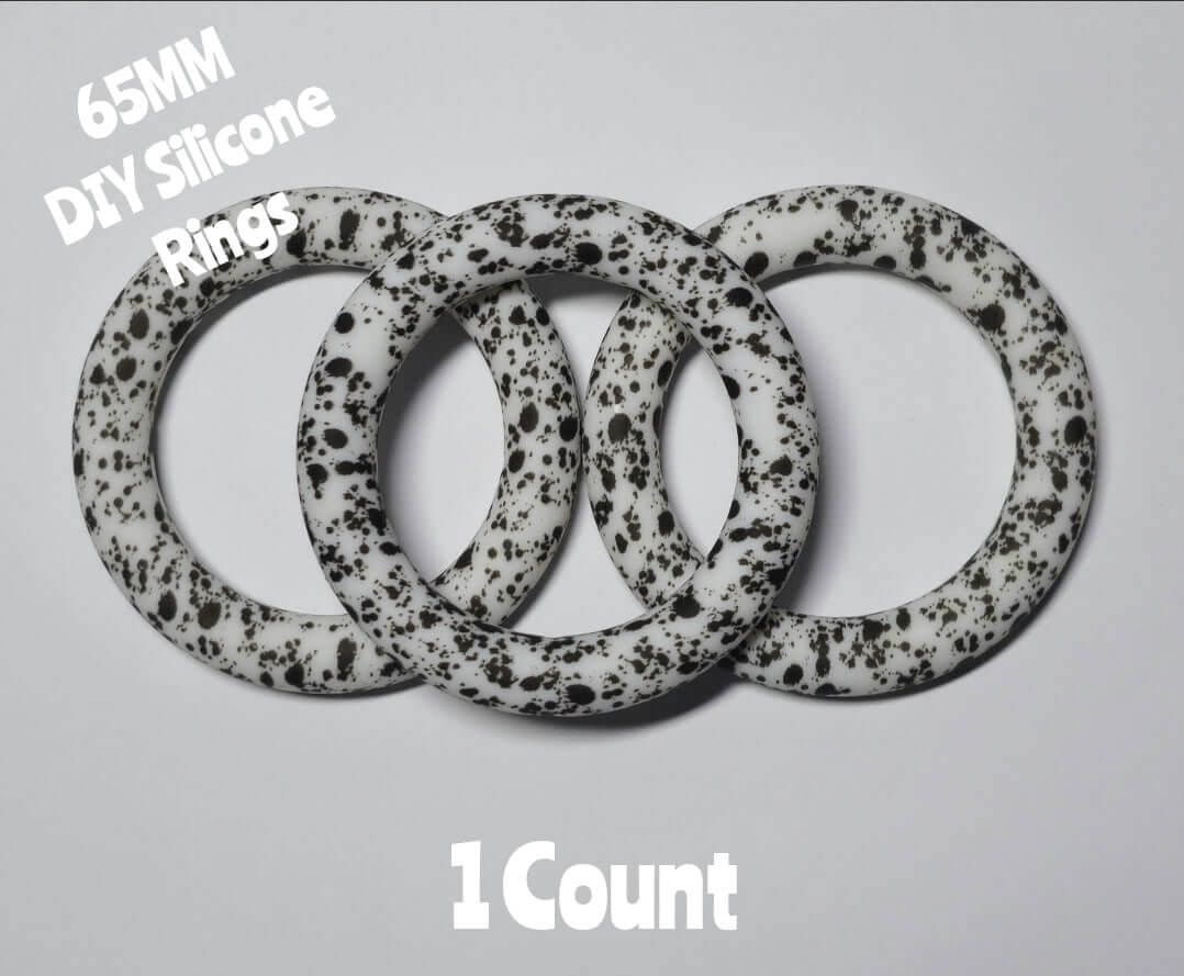 1 Count DIY 65MM Silicone Rings Craft Supplies Beadable Blanks Black Splatter