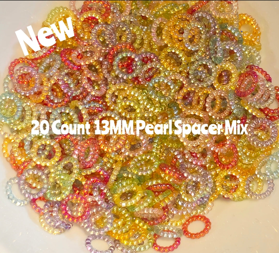 20 Count DIY 13MM Large Hole Spacers Pearl Multi Colors Beads Craft Supplies
