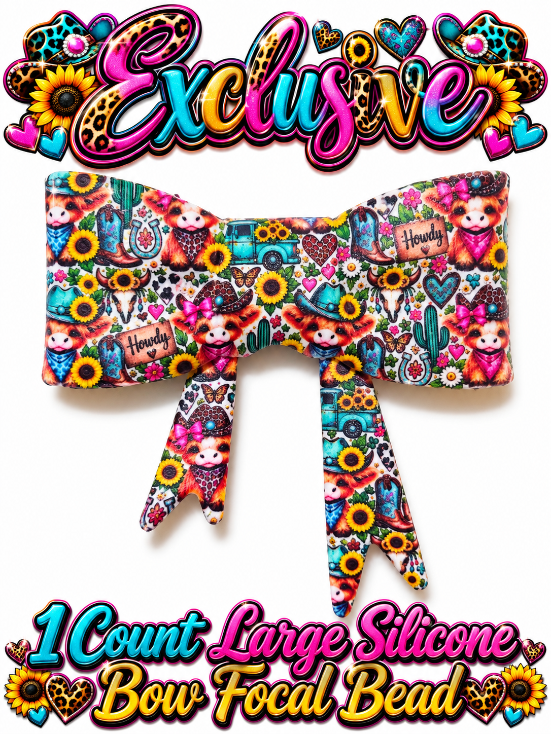 New Shop Exclusive 1 Count Large Silicone Bow COW HOWDY