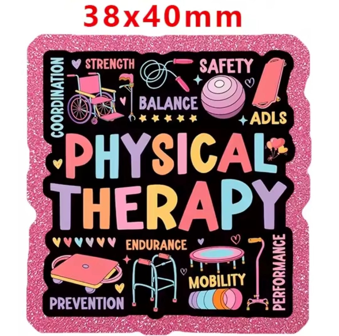 Glitter Acrylic Flatback- Acrylic Planer Resin Charm Medical Physical Therapy
