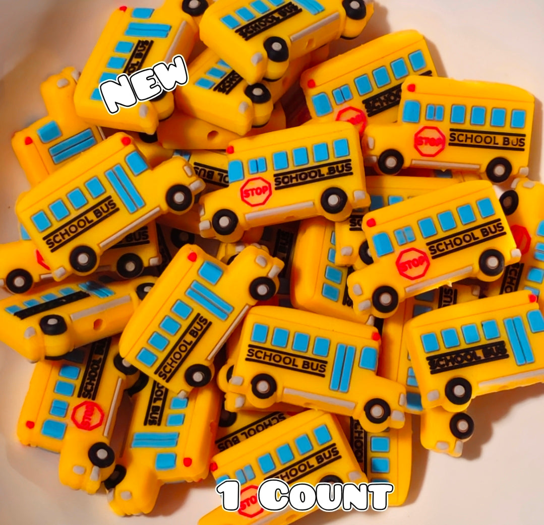New 1 Count Focal Bead School Bus