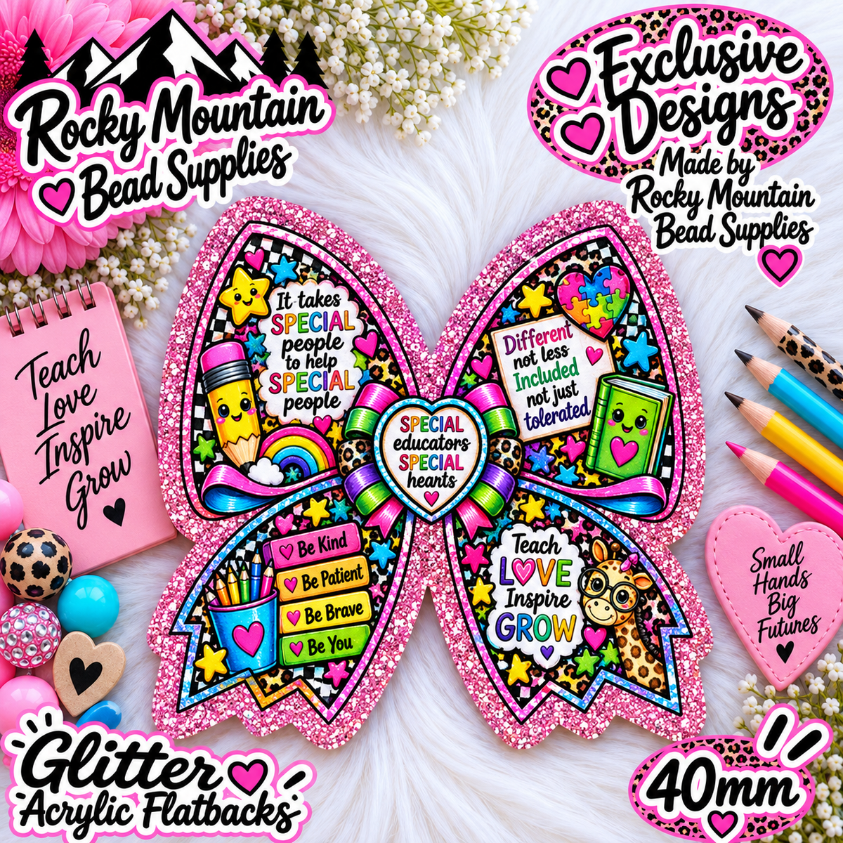Shop Exclusive 1 Count Custom Exclusive Glitter Acrylic Flatback 40mm