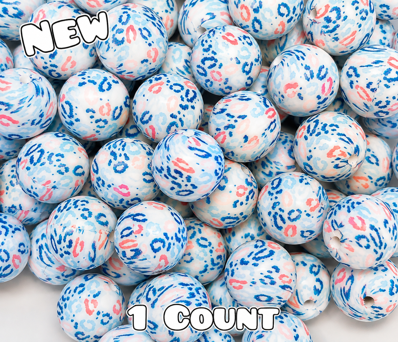New 1 Count DIY Silicone Beads 15mm printed American Leopard