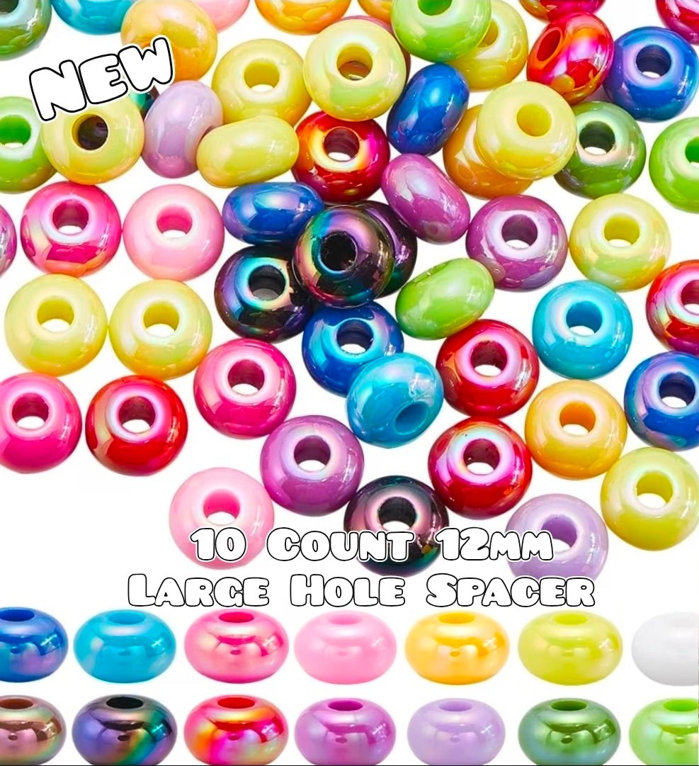 10 Count 12mm Opal UV Large Hole spacers