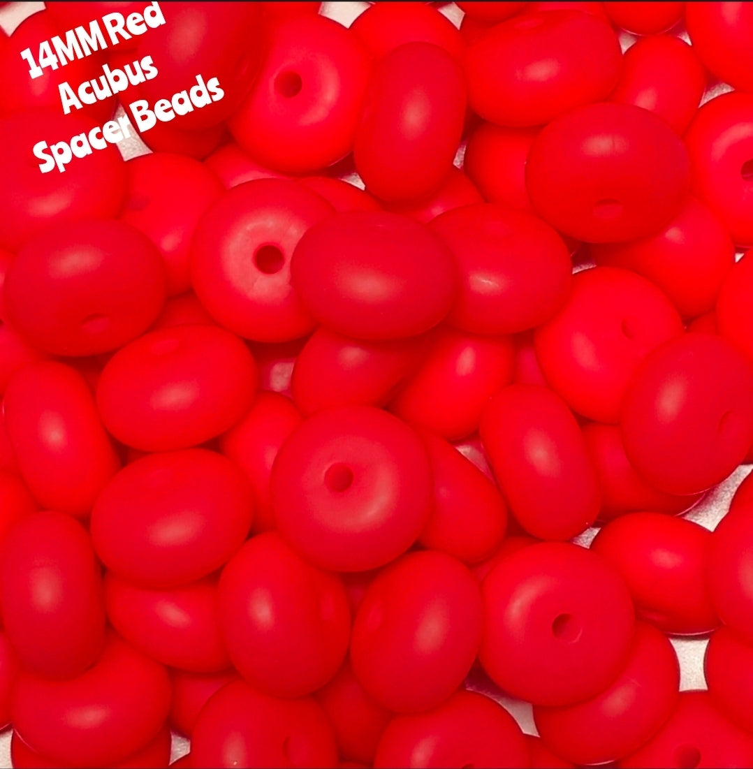 1 Count DIY 14MM RED Silicone Acubus Spacer Beads Craft Supplies