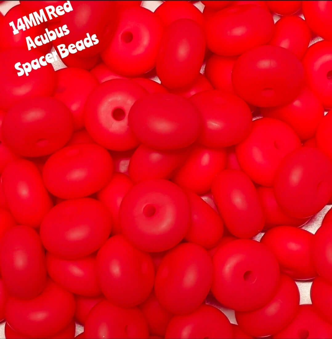 1 Count DIY 14MM RED Silicone Acubus Spacer Beads Craft Supplies