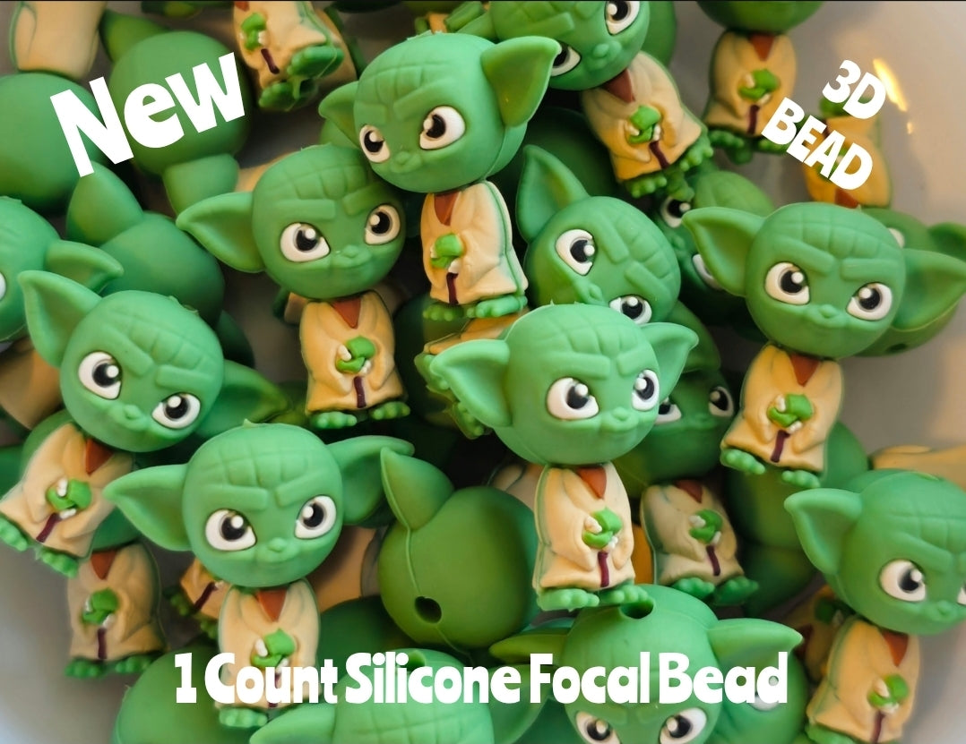 New 3D Silicone Yoda Focal Beads 1 Count DIY Bead Supplies