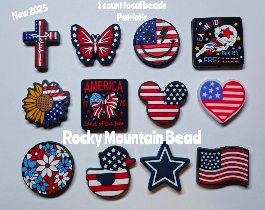 New 2025-- 1 count Patriotic focals DIY BEADS