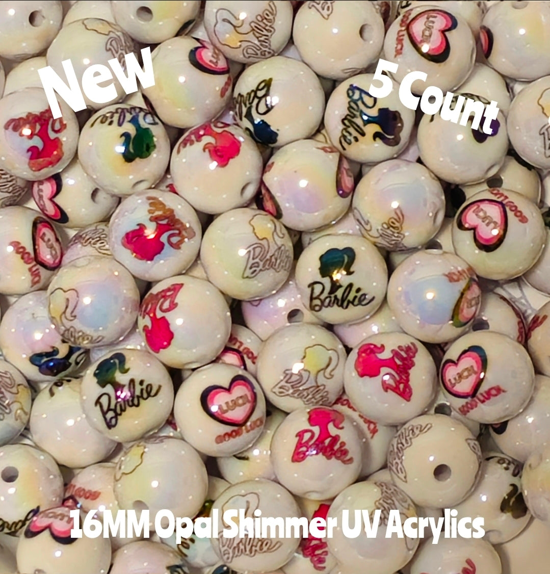 New 5 Count 16MM DIY Acrylic Beads Character Barbie Craft Supplies