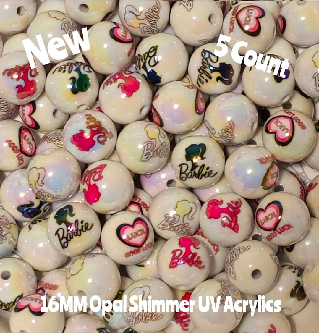 New 5 Count 16MM DIY Acrylic Beads Character Barbie Craft Supplies