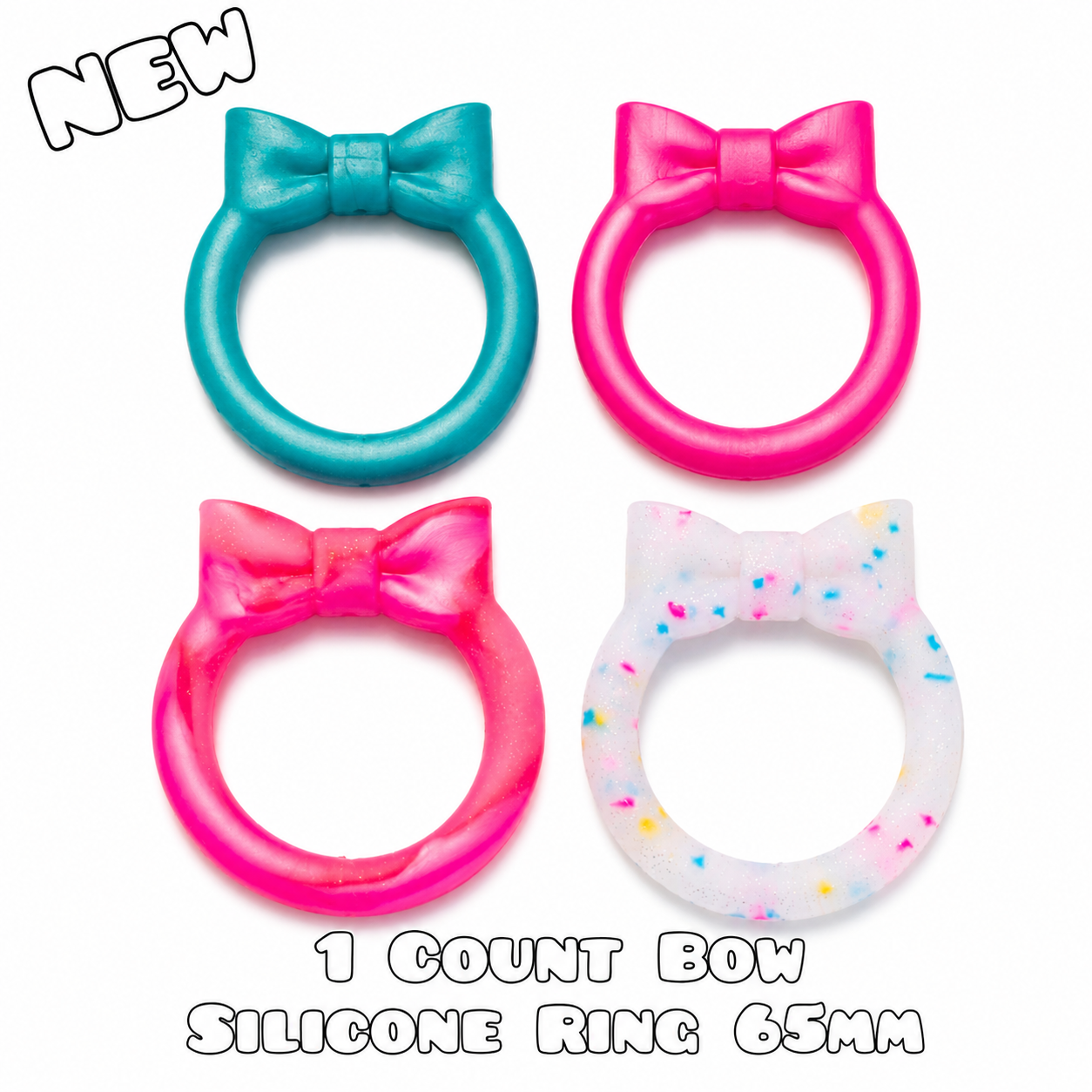 New Bow 1 Count DIY 65MM Silicone Rings Craft Supplies Beadable Blanks Pearl