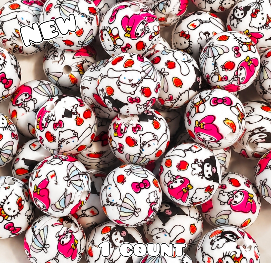 New 1 Count DIY Silicone Beads 15mm printed Character