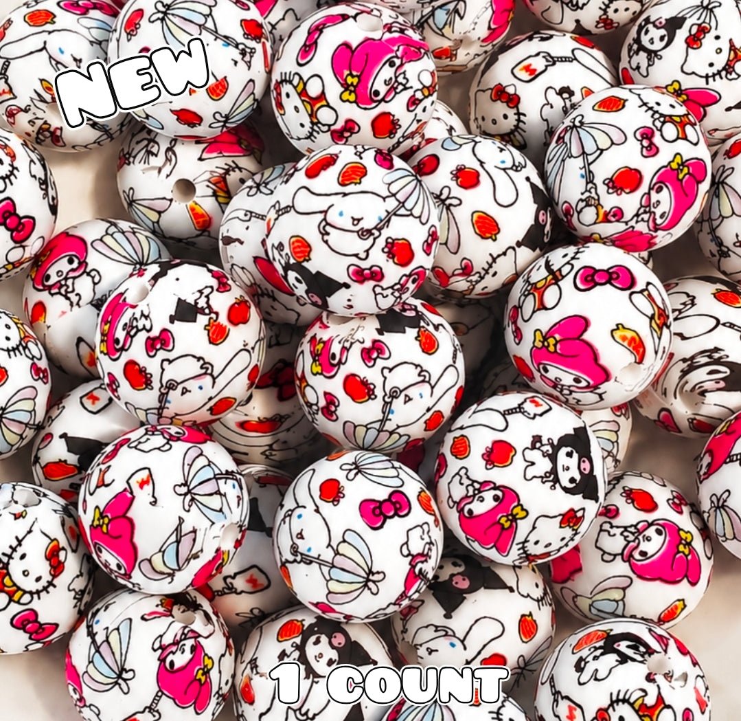 New 1 Count DIY Silicone Beads 15mm printed Character