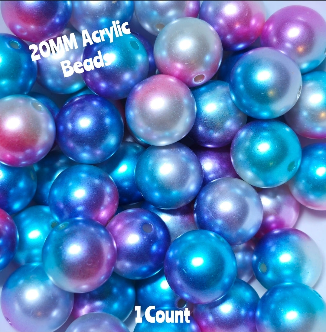 1 Count 20MM DIY Acrylic Beads Mermaid Ombre Craft Supplies