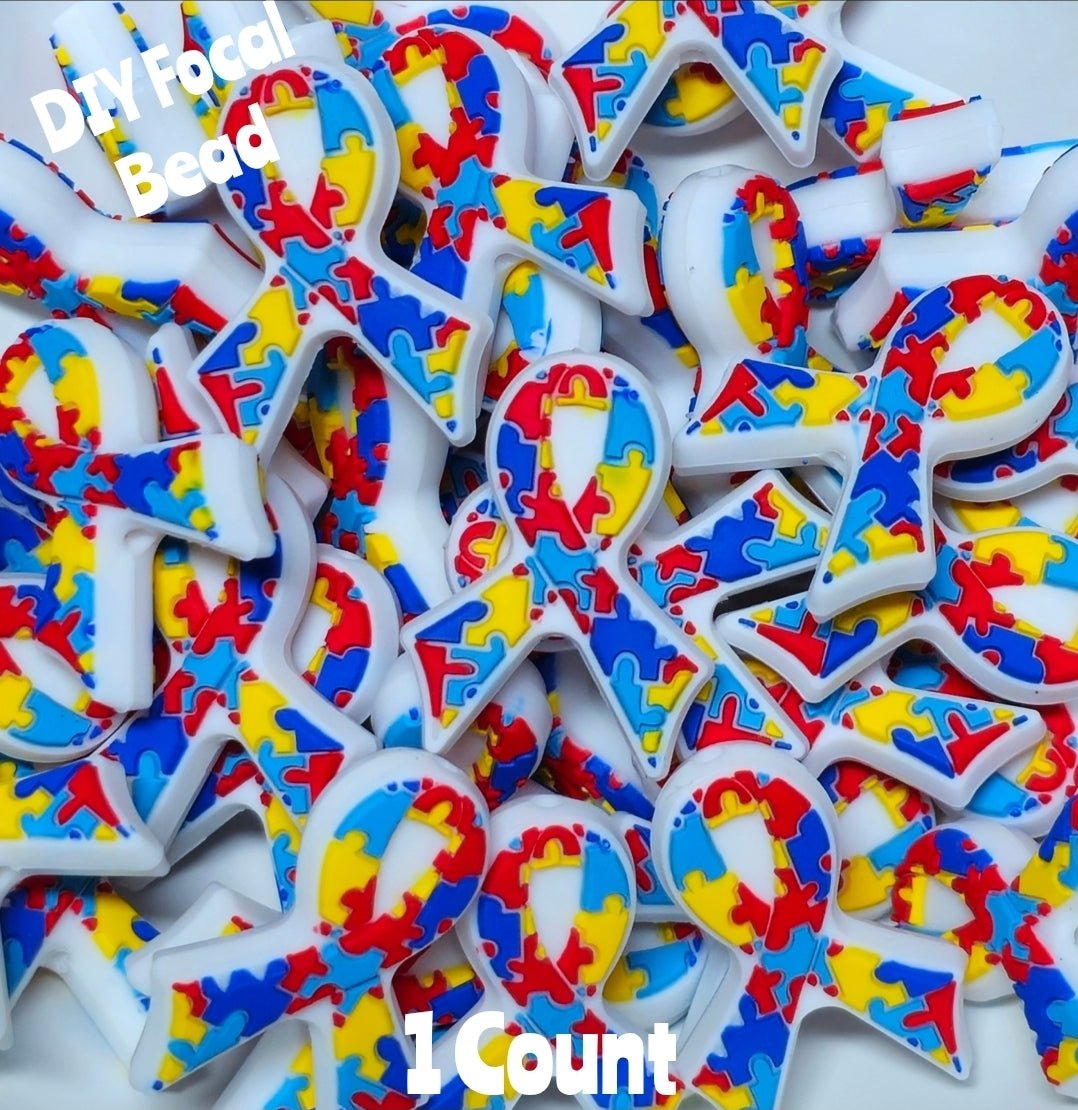 DIY Focal Bead 1 Count Craft Supplies Autism Ribbons