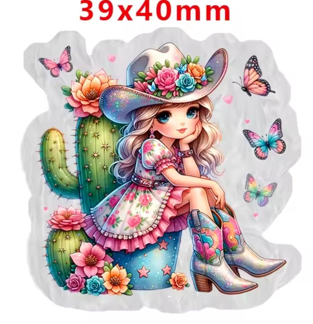 Glitter Acrylic Flatback- Acrylic Planer Resin Charm Girl Tractor