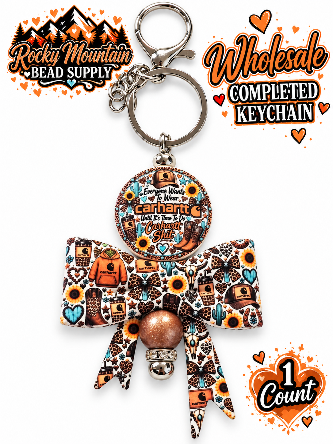 New 1 Count Completed Beadable KEYCHAIN Exclusive Design Wholesale