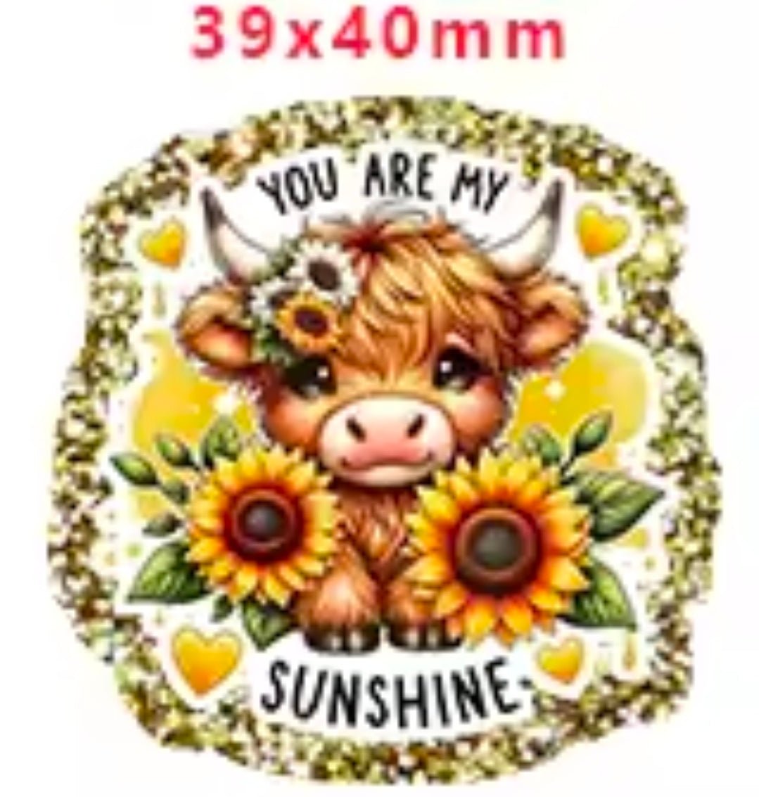 Glitter Acrylic Flatback- Acrylic Planer Resin Charm- Animal Cow