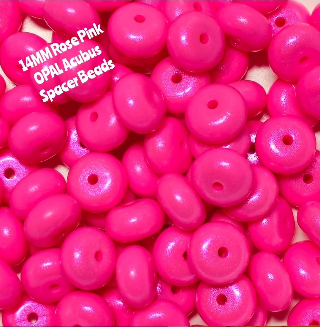 1 Count DIY 14 MM ROSE PINK Silicone OPAL Acubus Spacer Beads Craft Supplies