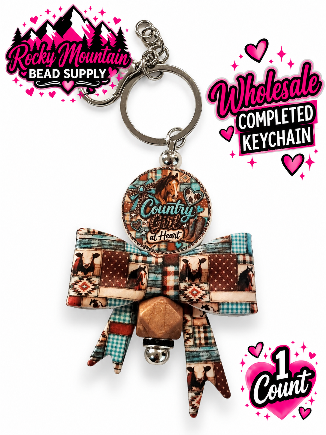 New 1 Count Completed Beadable KEYCHAIN Exclusive Design Wholesale