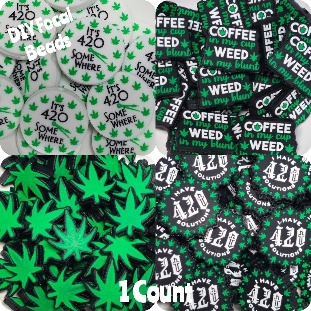 DIY Focal Bead 1 Count Craft Supplies 420 Pot Leafs Marijuana