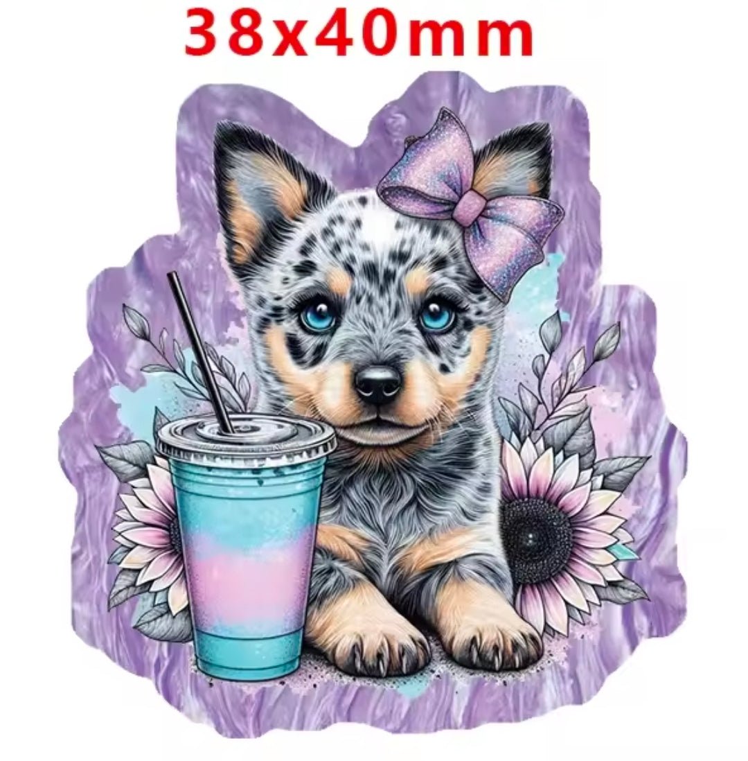 Glitter Acrylic Flatback- Acrylic Planer Resin Charm Dog