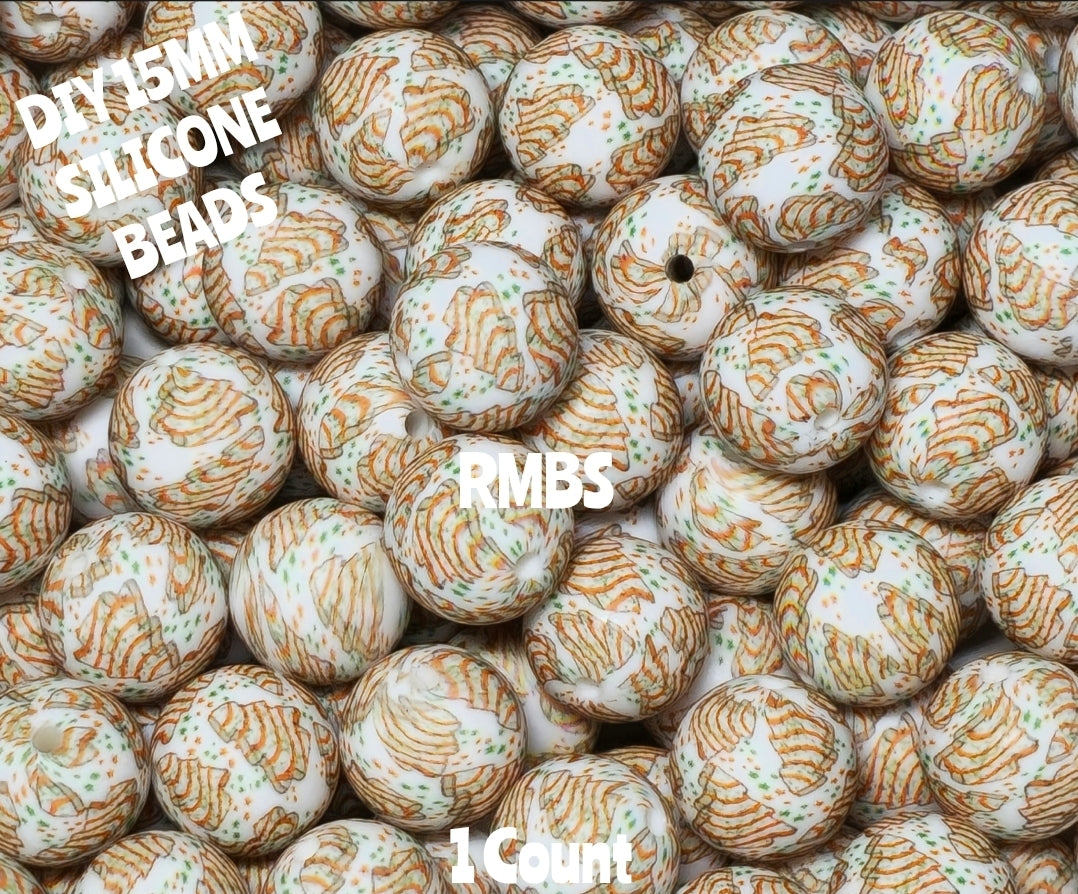 New 1 Count 15mm Printed Beads Christmas Theme Beads Craft Supplies Multiple Options