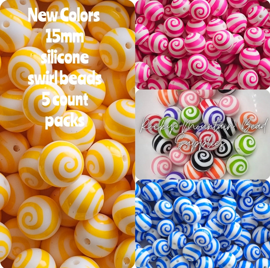 New 2025-- 15mm printed silicone swirl 5 count packs