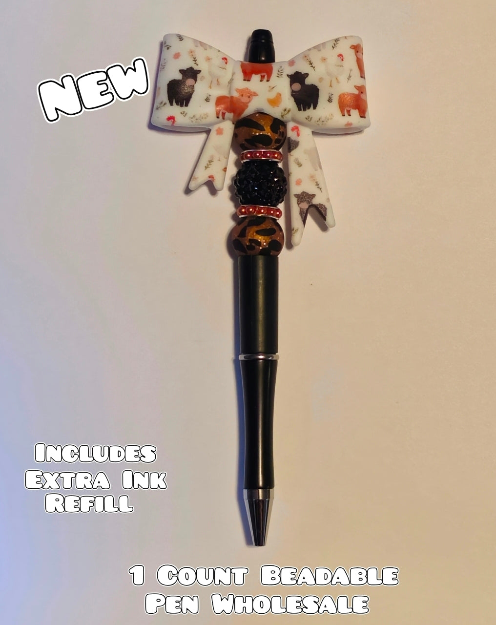 Wholesale Beadable Pens 1 Count Big Bow Cow Style Completed Pen