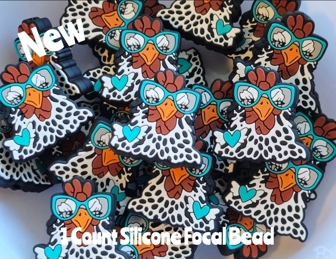 New Silicone Chicken Focal Beads 1 Count DIY Bead Supplies