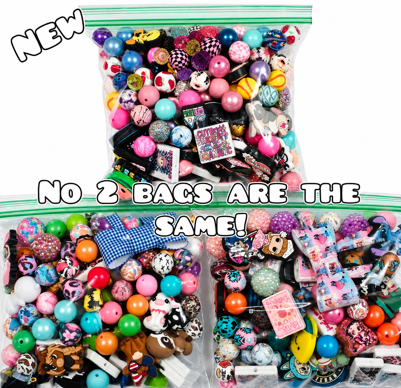 New Bulk Mystery Silicone & Acrylic Bead BAGS Special BUY While Supplies Last.