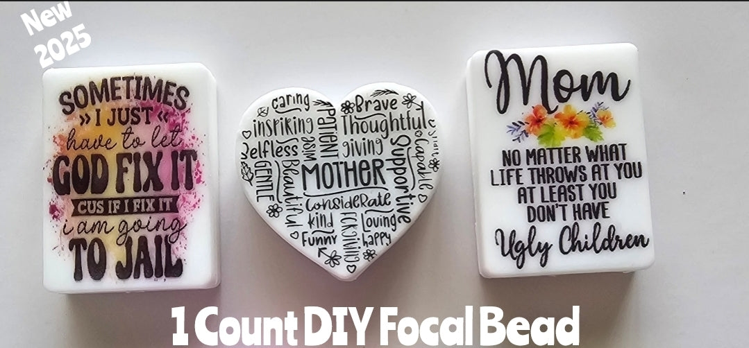 New 1 count printed silicone beads mother sassy