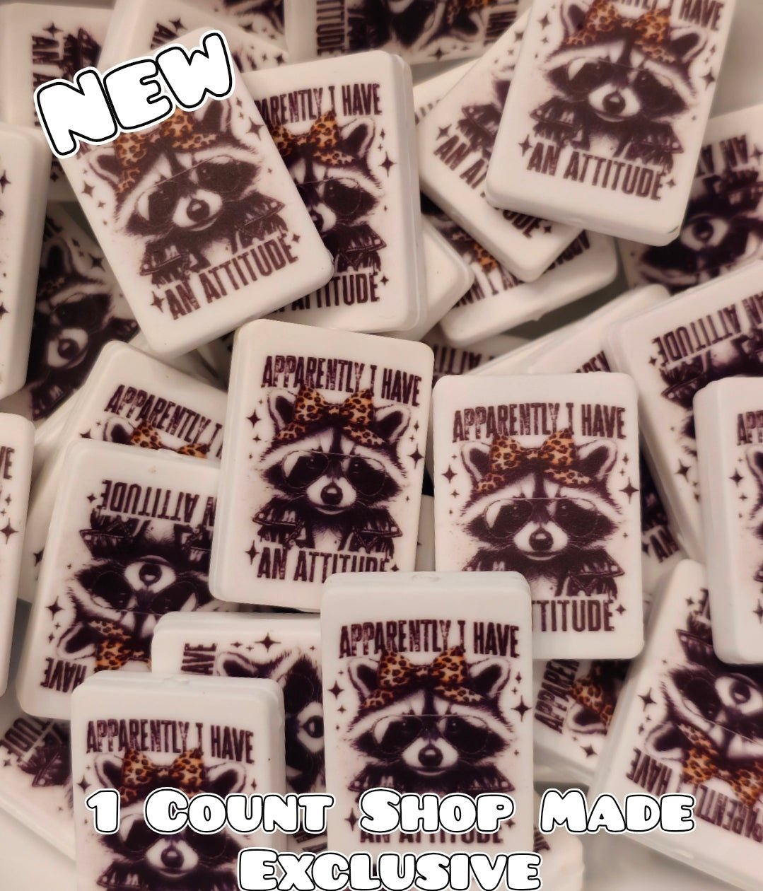 New 1 Count Focal Bead Racoon Apperantly I have an Attitude