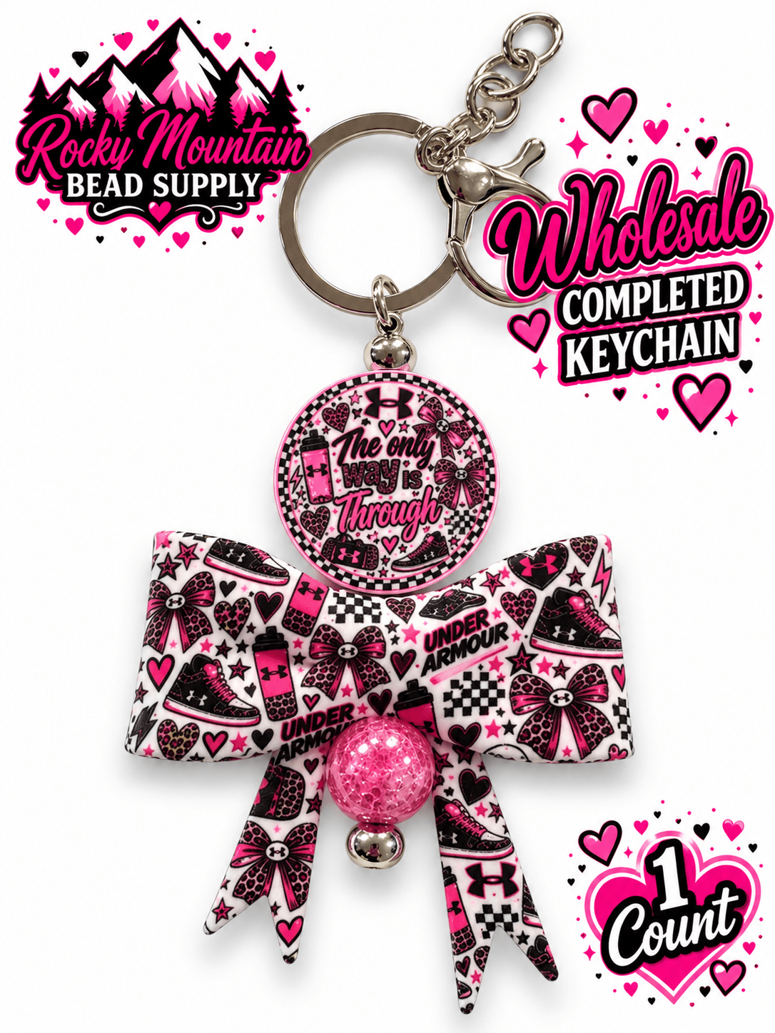 New 1 Count Completed Beadable KEYCHAIN Exclusive Design Wholesale