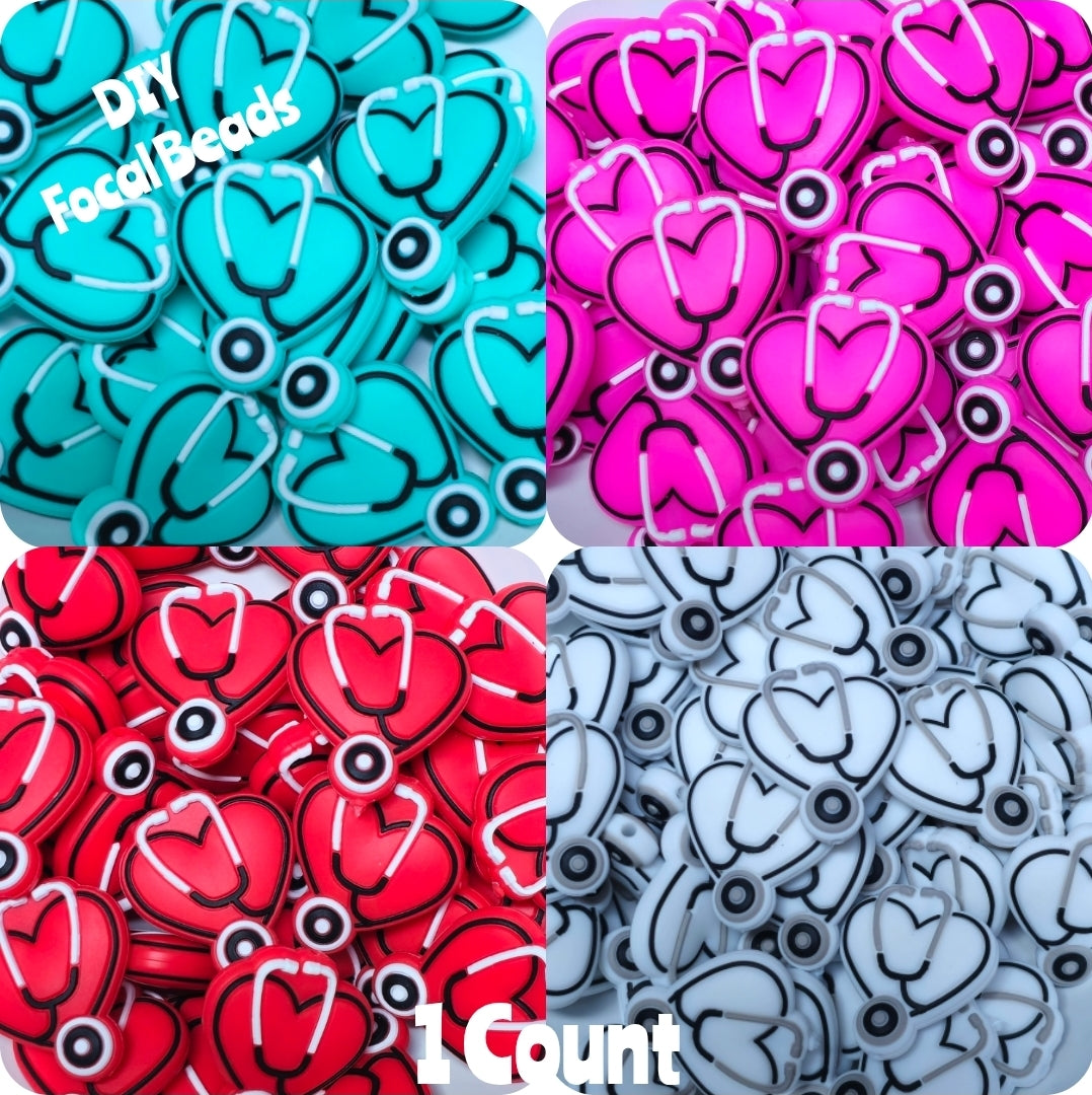 DIY Focal Bead 1 Count Craft Supplies Medical Sethoscope Hearts