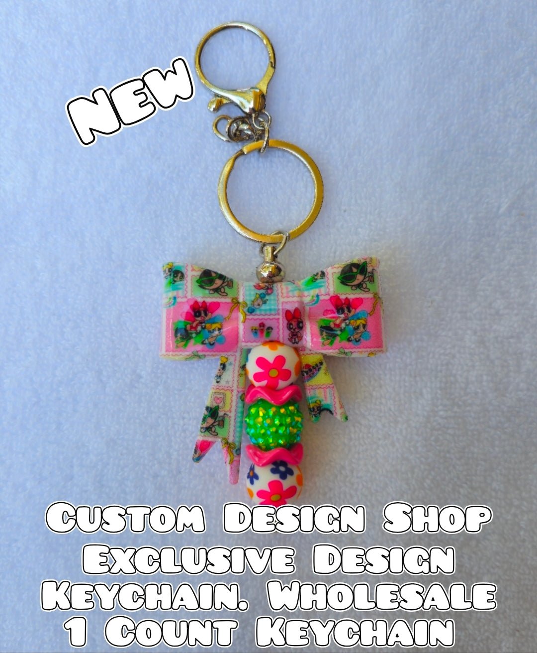 Wholsale Pre-Made 1 Count Keychain Powder Puff Girls