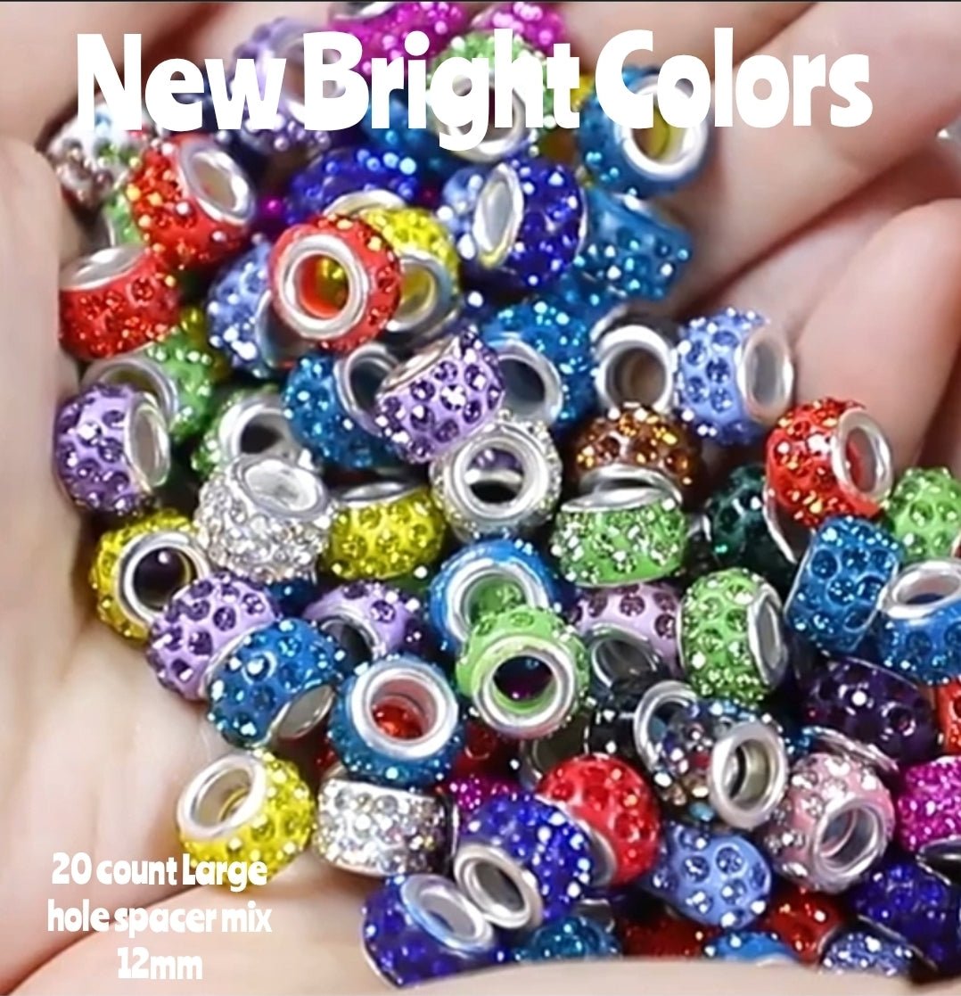 New Colors Bright Large Hole Spacer Beads 20 count