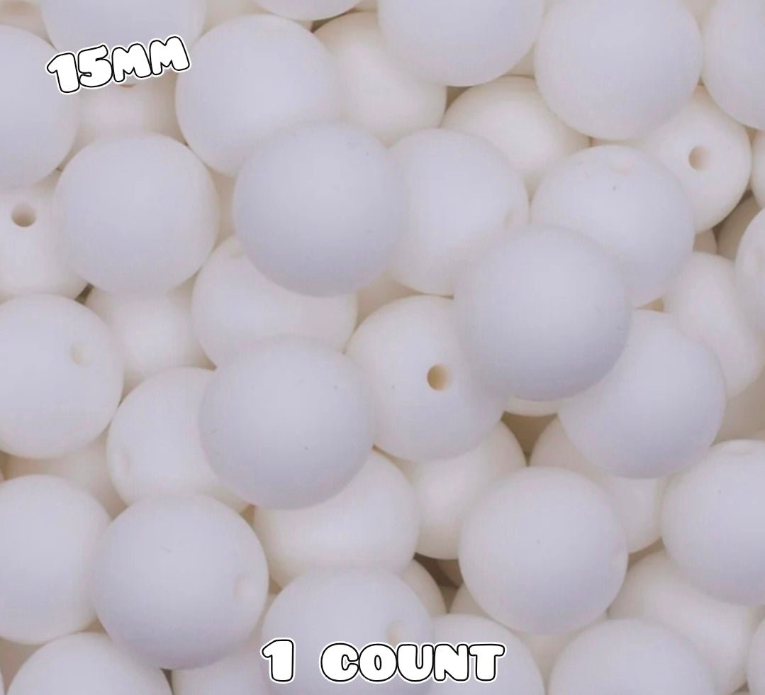 15mm DIY Silicone Beads Solids 1 Count WHITE